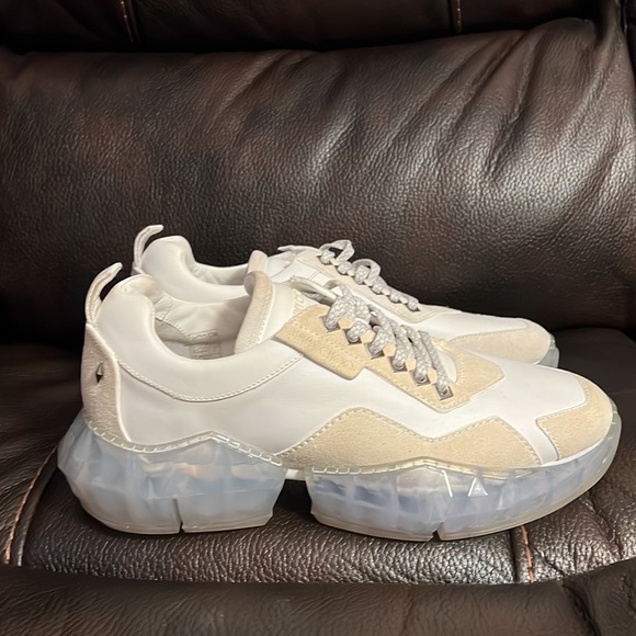 Jimmy choo men’s diamond logo monogram leather suede chunky sneakers NEW - Picture 6 of 7